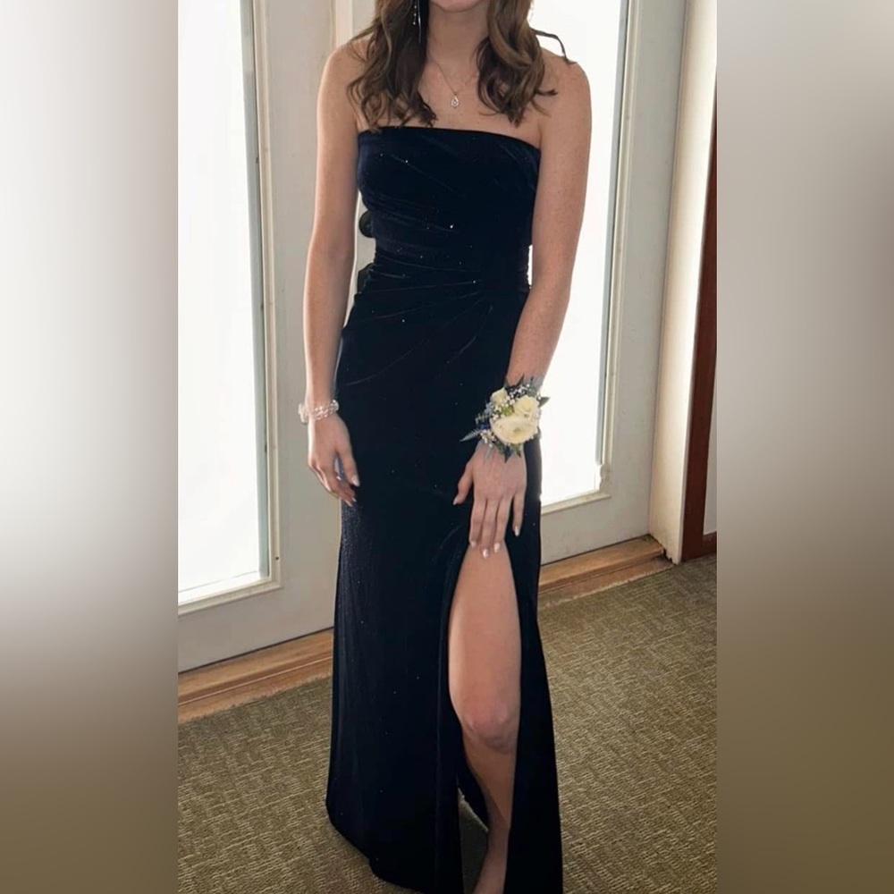 Calina Signature Navy Blue Velvet dress